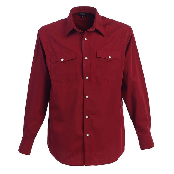 Men's Solid Western Shirt With Pearl On Buttons - Picture 1 of 2